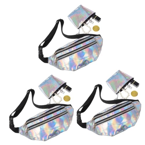 BESPORTBLE 3 Sätze Damen Bauchtasche aus Wasserfestem mit Verstellbarem Gürtel Modischer Hüfttasche und Praktischem Fischschuppen Münzbeutel für Outdoor Reisen Festivals und Sport von BESPORTBLE