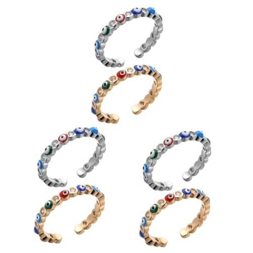 BESPORTBLE 3 Sätze Evil Eye Ring Verstellbare Ringe Für Damen Zirkonia Fingerschmuck Mit Kreativem Bösem Auge Design Langlebig Hautfreundlich 2 Stück * 3 von BESPORTBLE