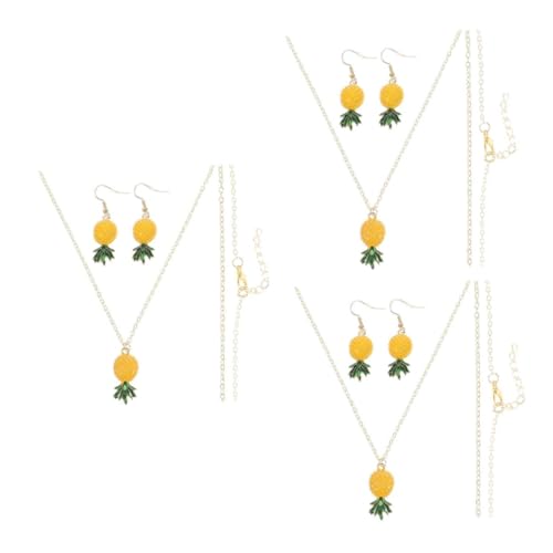 BESPORTBLE 3 Sätze Fruchtiger Ananas Ohrhänger und Halskette Cartoon Anhänger Langlebige Legierung Modisch und Vielseitig für Damen Perfektes für Sommer und Alltag von BESPORTBLE