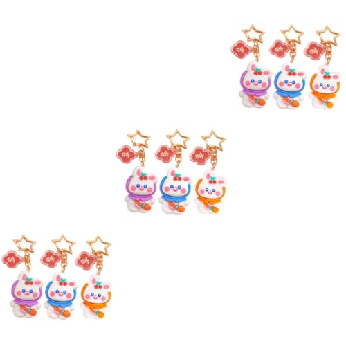 BESPORTBLE 3 Sätze Kawaii Kaninchen Schlüsselanhänger Süßer Cartoon Silikon Schlüsselring Dekorative Anhänger Für Taschen Rucksäcke Farben 3 Stücke * 3 von BESPORTBLE