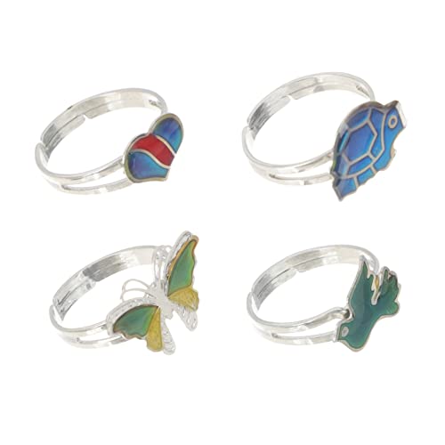 BESPORTBLE 3 Sätze Stimmungsringe Mit Farbwechsel Tiermotive Für Frauen Einstellbare Finger Schmuck Dekoration Für Partys Besondere Anlässe 4 Stück * 3 von BESPORTBLE