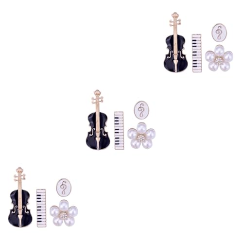 BESPORTBLE 3 Sätze Teiliges Broschen Für Frauen Musikinstrumente Anstecknadel Stilvolle Ansteckblumen Für Musikliebhaber Modebewusste 4 Stück * 3 von BESPORTBLE