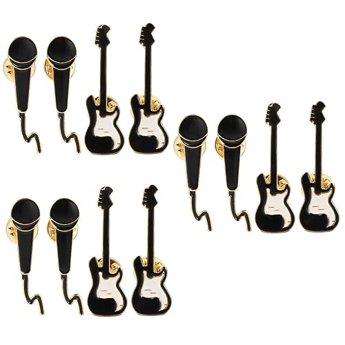 BESPORTBLE 3 Sätze Teiliges Gitarre Mikrofon Broschen Anstecker Für Musikliebhaber Für Jacken Taschen Perfektes Für Freunde Familie 4 Stück * 3 von BESPORTBLE