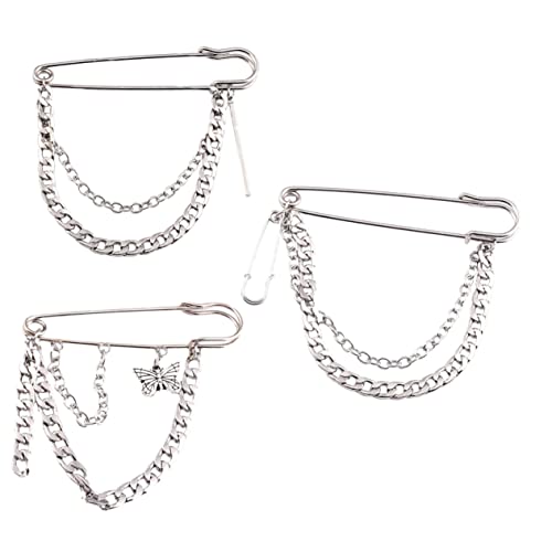 BESPORTBLE 3 Sätze Teiliges Retro Ketten Lapel Pin Kreative Brustnadel Im Hip Hop Stilvolle Brosche Für Kleidung Korrespondenz Für Mode Accessoires 3 Stücke * 3 von BESPORTBLE