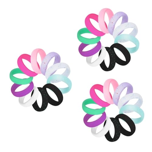 BESPORTBLE 3 Sätze Teiliges Sport Silikon Glitzer Ringe Dünn Stapelbar Komfortabel Fitness Yoga Reisen 10 Stück * 3 von BESPORTBLE