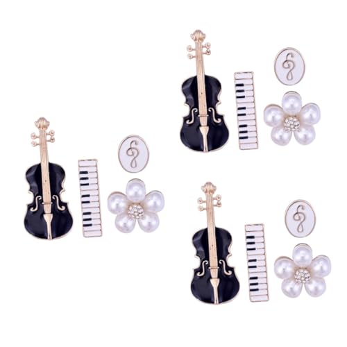 BESPORTBLE 3 Sätze Teiliges Violin Brosche Für Frauen Musikalische Anstecknadel Für Kleidung Flower Badge Modischer Schmuck Für Musiker Für Besondere Anlässe Alltägliche Outfits 4 Stück * 3 von BESPORTBLE