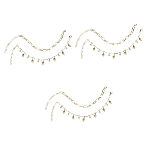 BESPORTBLE 3 Sätze Verstellbare Fußkette Mit Blattdesign Fußschmuck Anklets Für Damen Leicht Besondere Anlässe 2 Stücke * 3 von BESPORTBLE