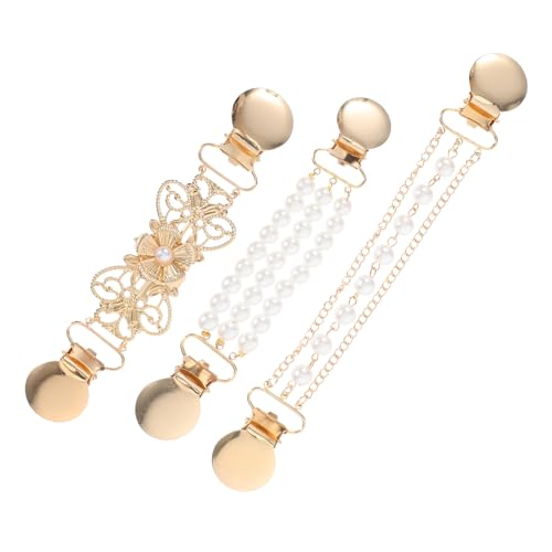 BESPORTBLE 3 Schal- und Strickjacken-Clips: Schal-Clip-Schnallen im Vintage-Stil mit Kunstperlen, Strickjacken-Kleid-Kragenklammern für Pullover-Outfits, Zubehör von BESPORTBLE