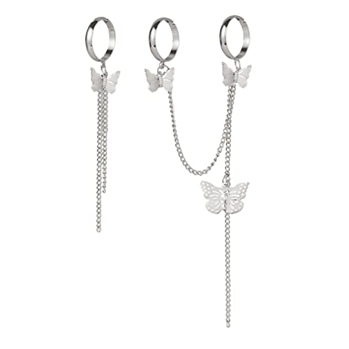 BESPORTBLE 3 Sets Schmetterlingsring Schmuck Offener Manschettenkettenring Gliederkettenring Kettenfingerringe Schmetterlingsfingerring Manschettenring Mit Kette Offener von BESPORTBLE