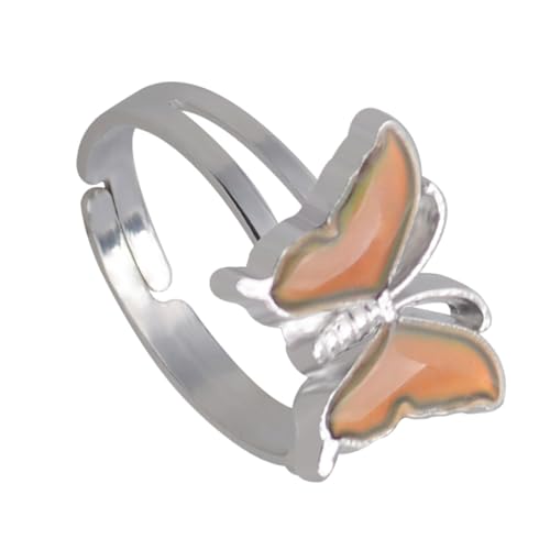BESPORTBLE 3 Stck Thermochromer Damenring Rostfreiem Legierungsmetall Verstellbar Modischer Schmetterlings Fingerring für Alltag und Besondere Anlässe von BESPORTBLE