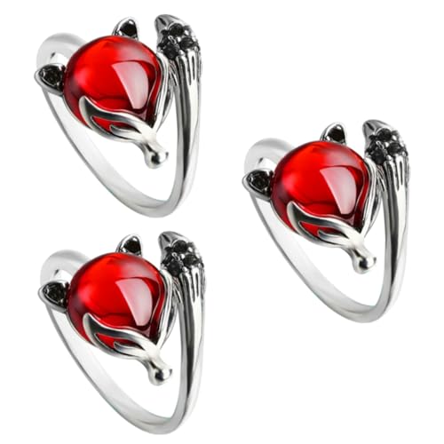 BESPORTBLE 3 Stck. Charming Ring Vintage Thai mit Granatstein Verstellbarer Damenring für Festliche Anlässe Täglichen Einzigartiges für Modebewusste von BESPORTBLE