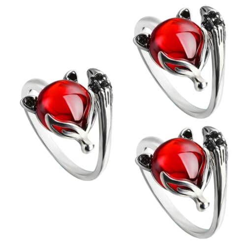 BESPORTBLE 3 Stck. Damen Ring Antikem mit Granatstein Verstellbarer Finger Schmuck Modisches Accessoire für Besondere Anlässe Tägliche Outfits Einzigartiges Design Langlebig von BESPORTBLE