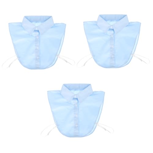 BESPORTBLE 3 Stück Abnehmbarer Damen Fake Collar aus Langlebiger Eleganter Blusenkragen Ersatz für Pullover und Hemden Leicht zu Reinigen Natürlicher Look Vielseitig Kombinierbar Hellblau von BESPORTBLE