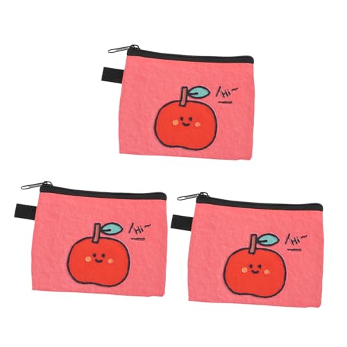 BESPORTBLE 3 Stück Apfelmünzbrieftasche Mädchen Farbige Geldbörse Geldbörsen Karikatur Kind Entzückende Bedruckte Geldbörse Cartoon-geldbörse Reißverschluss Brieftasche Polyester Rot von BESPORTBLE