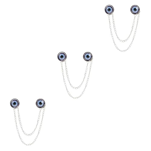 BESPORTBLE 3 Stück Blue Eye Brosche Brosche-schal-verschluss Kragenclip Kragenkettenclips Modische Kragennadel Schal -strickjacken -kragen Clips Broschennadel Legierung von BESPORTBLE