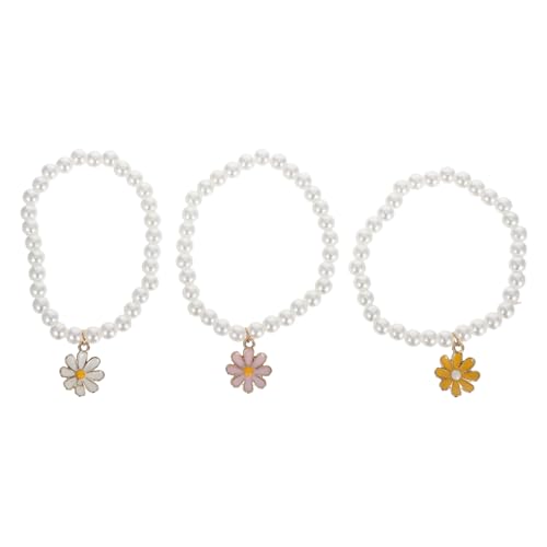 BESPORTBLE 3 Stück Blumenarmband Süße Armbänder Süße Bettelarmbänder Charms Armband Verstellbares Armband Schmuck Charms Perlenarmband Perlenarmband Mädchenarmbänder Weiße von BESPORTBLE
