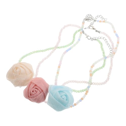 BESPORTBLE 3 Stück Blumenperlen Choker Halskette Teiliges Vintage Boho Schmuck für Frauen Hawaiianischer Stil für Sommerpartys und Hochzeiten Handgefertigt Fröhlichen Farben von BESPORTBLE
