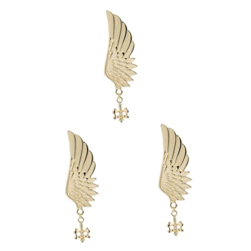 BESPORTBLE 3 Stück Broschen Zubehör Boutonniere Nadeln Brautbrosche Anstecknadel Manteldekoration Anstecknadel Hochzeitsschmuck Accessoires Vintage Corsage Flügelförmige Brosche Golden von BESPORTBLE