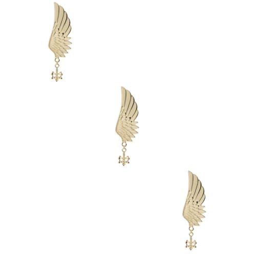 BESPORTBLE 3 Stück Broschen Zubehör Boutonniere Nadeln Hochzeitsschmuck Zubehör Anstecknadel Brautbrosche Mantel Dekoration Vintage Anstecknadel Flügel Förmige Brosche Golden von BESPORTBLE