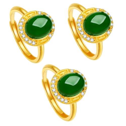BESPORTBLE 3 Stück Eleganter Jade Ring mit Goldverzierung Stilvolles Schmuckstück für Frauen für Hochzeiten Partys und Alltag Geschenkidee für Muttertag oder Besondere Anlässe von BESPORTBLE