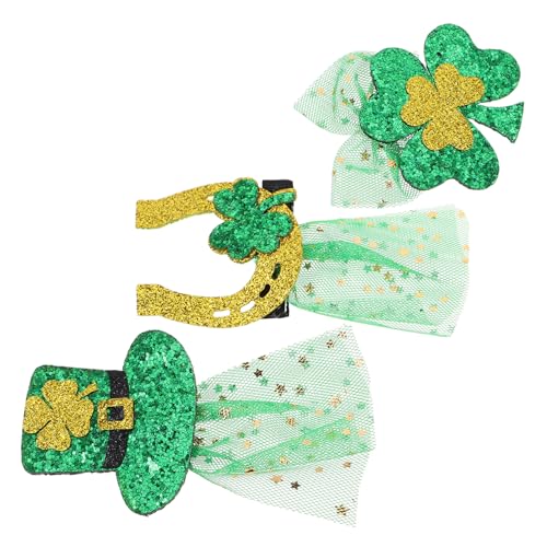 BESPORTBLE 3 Stück Haarspangen St Patrick'S Day Glitzernde Pailletten Kleeblatt Hut Haaraccessoires mit Grünem Schleier Langlebig und Stilvoll für Frauen von BESPORTBLE