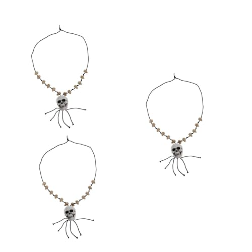 BESPORTBLE 3 Stück Halloween Halskette Hochwertigem Resin mit Vintage Schädel Anhänger Langlebig und Accessoire für Halloween Party und Karneval Auffälliger Schmuck für Gruselige Kostüme von BESPORTBLE