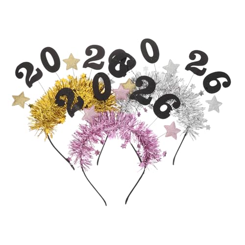 BESPORTBLE 3stücke Frohes Neues Jahr-stirnband Mit Sternen Und -motiv Silvester-party-haarband Lametta-glitzer-kopfschmuck Für Weihnachts-festlichkeiten von BESPORTBLE