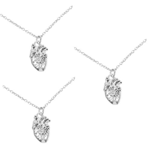 BESPORTBLE 3 Stück Herzanhänger Halskette Damen Herz Charm Schmuck Langlebiges Legierungsdesign Eleganter Anhänger für Geburtstag Valentinstag Hochzeit von BESPORTBLE
