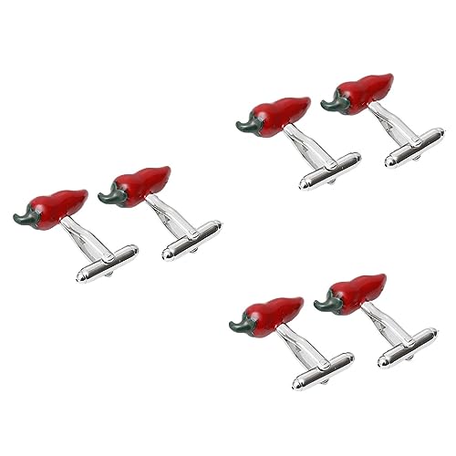 BESPORTBLE 3 Stück Kreative Manschettenknöpfe Stilvolle Hemdärmel Nägel Niedliche Chili Designs für Formelle Anlässe Hochzeiten Geschäftsmeetings Besondere Gelegenheiten Perfektes für Partner von BESPORTBLE