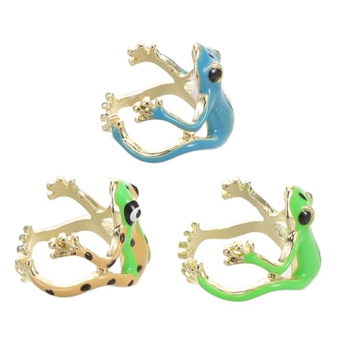 BESPORTBLE 3stücke Froschring Verstellbar Für Damen Süße Froschringe Offen Ringe Aus Zinklegierung Für Frauen Einfache Damenringe Mit Froschmotiv Vielseitige Ringe Für Alltag Und Party von BESPORTBLE