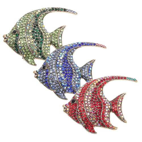 BESPORTBLE 3 Stück Kreative Tropische Fisch Broschen aus Langlebiger in Rot Blau Grün Modische Strass Anstecknadeln für Damen und Herren für Frauen und Schmuckliebhaber von BESPORTBLE