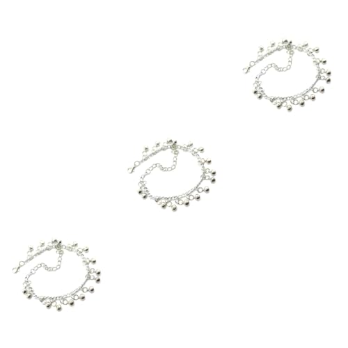 BESPORTBLE 3 Stück Mehrlagiges Fußkettchen Damen Silber Verstellbar mit Glocken Schmuck Boho Knöchel Armband für Party und Alltag von BESPORTBLE