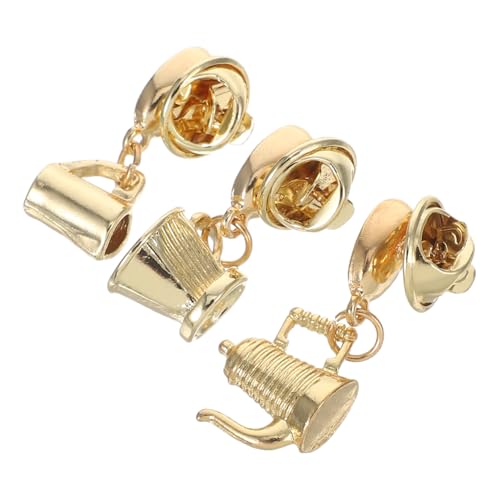 BESPORTBLE 3stücke Kaffee-anstecker Metalllegierung Brosche Mit Kaffeebohnen Tassen Und Töpfen Design Für Kleidung Rucksack Tasche Schürze Accessoire Für Kaffeeliebhaber von BESPORTBLE