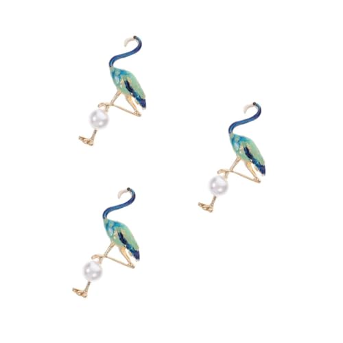 BESPORTBLE 3 Stück Perlen Brosche Flamingo Design Legierung Emaille Anstecknadel Damen Schmuck Hochzeit Party von BESPORTBLE