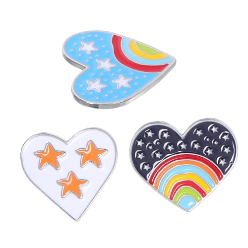 BESPORTBLE 3stücke Regenbogen-stern-herzform-anstecknadel Dekorative Emaille-brosche Für Rucksack Hut Kleid Schal Modisches Schmuck-abzeichen von BESPORTBLE