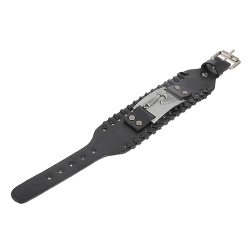 BESPORTBLE 3 Stück Retro Breites Lederarmband Herren Geflochtenes Persönlichkeit Armband Nordischer Stil Robustes PU Antikes Silber Modisches Party Schmuck Accessoire von BESPORTBLE