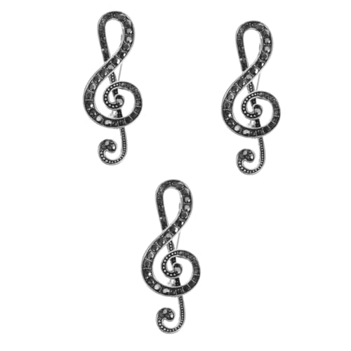 BESPORTBLE 3 Stück Rhinestone Brosche mit Musiknoten Design Kreative Anstecknadel für Damen und Herren Langlebig und Farbbeständig als Kragenpin und Kleidungsschmuck von BESPORTBLE
