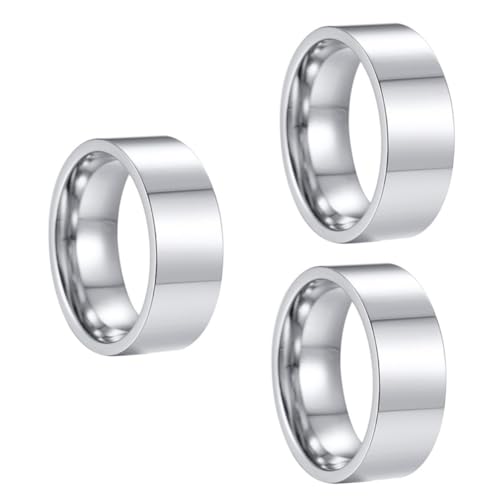 BESPORTBLE 3 Stück Ring Flach Schlicht Unisex DIY Gravurring Damen Herren Robust Hautfreundlich Modisch Vielseitig für Hochzeit Party Valentinstag von BESPORTBLE