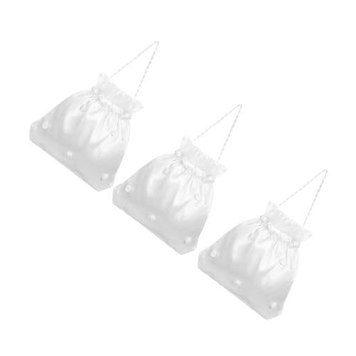 BESPORTBLE 3 Stück Satin Brauttasche mit Blumenverzierung Romantische Geldbeutel für Hochzeit Praktische Beuteltasche mit Kordelzug Weiß für Umschläge Karten Brautaccessoire von BESPORTBLE