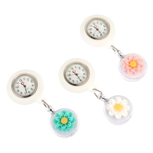 BESPORTBLE 3 Stück Silikonschwester Tabelle betrachten Damen Uhren Krankenschwestern Kinderuhr Cartoon-Uhr Ansteckuhr Uhr mit Silikonhülle Spiegelmaterial: gewöhnliches Glas von BESPORTBLE