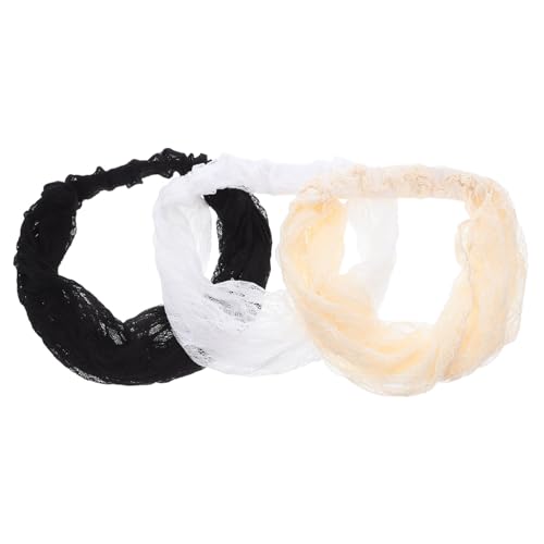 BESPORTBLE 3 Stück Spitzen Stirnband Haarband Für Damen Boho Bandana Haarbänder Spitze Stretch Haarband Damen Stirnbänder Boho Stirnband Stirnbänder Für Spitzen von BESPORTBLE