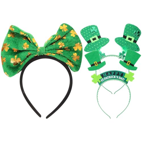 BESPORTBLE 3stücke Grünes Haarband Mit Schleife Für St Patricks Day Hut Stirnband Als Accessoire Modisches Stirnband Für Party Und Festivals von BESPORTBLE