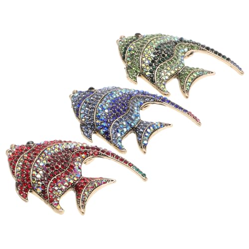 BESPORTBLE 3stücke Tropische Fischbrosche Rautendekor Glänzend Und Korrosionsbeständig Für Kleidung Taschen Und Accessoires in Rot Blau Grün von BESPORTBLE