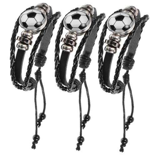 BESPORTBLE 3 Stück Teiliges Fußballarmband Geflochtenes Schmuckarmband für Fans für Geburtstagsfeiern und Sportanlässe Weißes Design für Männer und Frauen von BESPORTBLE