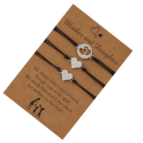 BESPORTBLE 3 Stück Teiliges Handgewebtes Armband Set mit Hollow Herz Anhänger Charm Armbänder für Damen für Muttertag Reisen und Besondere Anlässe von BESPORTBLE