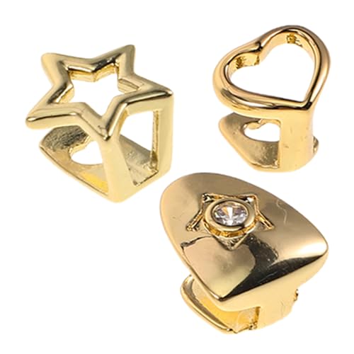 BESPORTBLE 3 Stück Teiliges Hip Hop Zähne Grills Set Gold mit Herz Stern Glatte Oberfläche Bequemes Hautfreundliches Design für Partys Bühnenauftritte und Cosplay Stylische Urban Accessoires von BESPORTBLE