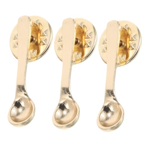 BESPORTBLE 3stücke Kaffeelöffel Legierung Brosche Pin Teelöffel Geformt Brosche Abzeichen Revers Pins Niedliche Metall Abzeichen Für Tasche Hut Kleidung Zubehör von BESPORTBLE