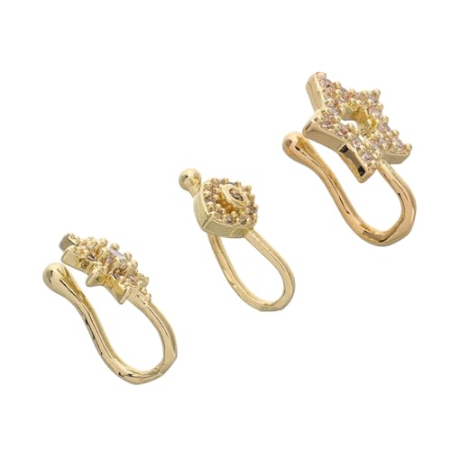 BESPORTBLE 3 Stück Teiliges U Förmiges Nasenring aus Kupfer mit Stern Design Modische nicht Durchbohrte Nasenringe für Frauen Komfortabel Stilvoll Geeignet als Dezenter Schmuck für Alltag von BESPORTBLE