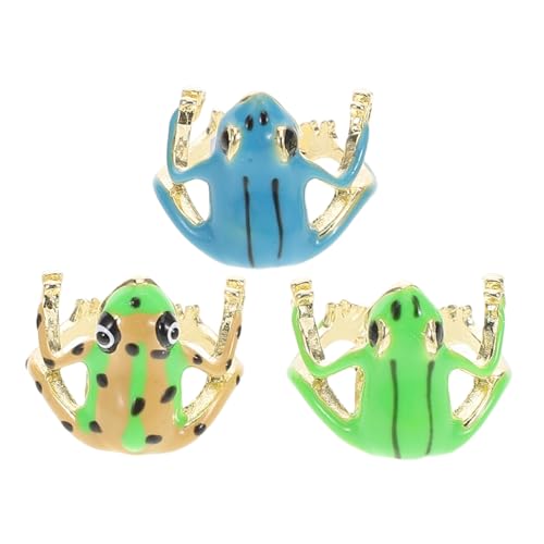BESPORTBLE 3stücke Froschring Verstellbar Für Damen Aus Zinklegierung Mit Offener Bandstruktur Als Süßer Fingerschmuck Für Partys Und Alltag von BESPORTBLE