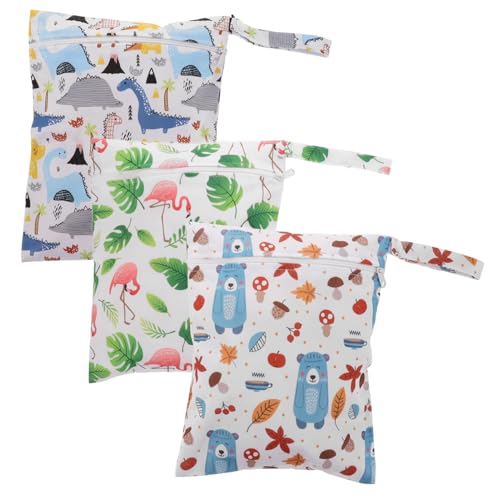 BESPORTBLE 3 Stück Teiliges Wasserdichtes Wet Bag mit Reißverschluss Cartoonbedruckte Kleine Windeltaschen für Vielseitig Verwendbare Nasstaschen für Schwimmsachen Reise und von BESPORTBLE